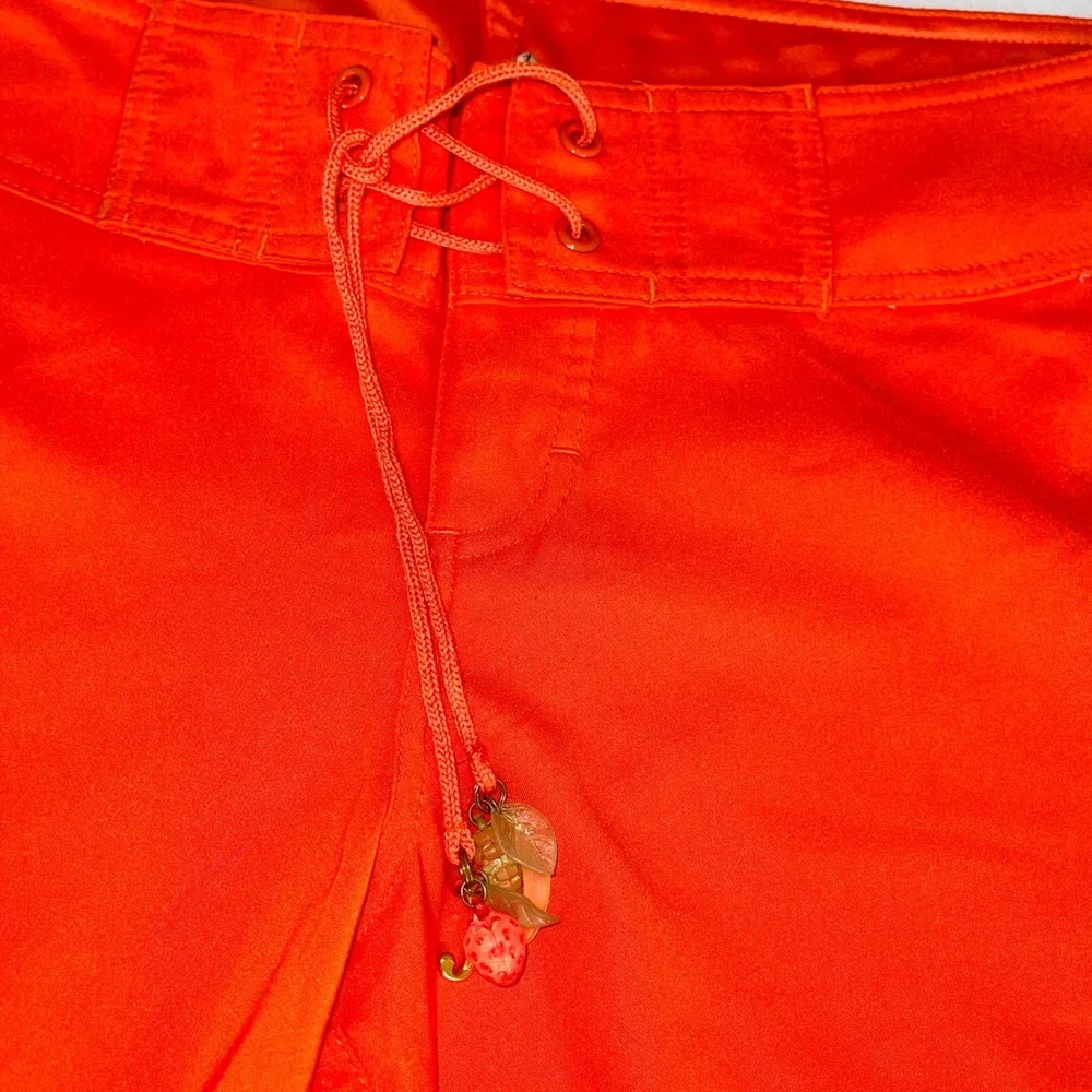 VTG Juicy Couture Women Board Shorts M Orange Y2K Varsity Logo Surf Royalty